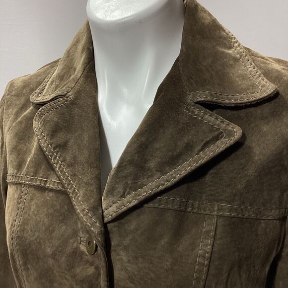 Anonymous By John Carlisle Suede Leather Coat Olive Green Small - Picture 5 of 12